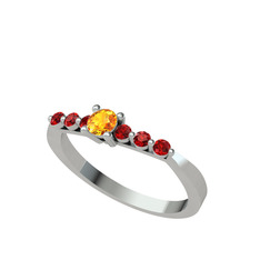 Sapta 7 Taş Yüzük - Sitrin ve garnet 925 ayar gümüş yüzük #exow4v