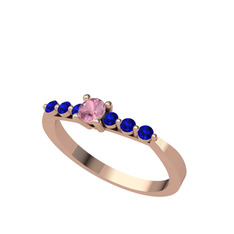 Sapta 7 Taş Yüzük - Pembe kuvars ve lab safir 925 ayar rose altın kaplama gümüş yüzük #gjdqqb