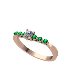 Sapta 7 Taş Yüzük - Swarovski ve yeşil kuvars 925 ayar rose altın kaplama gümüş yüzük #h04lss