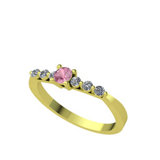 Sapta 7 Taş Yüzük - Pembe kuvars ve swarovski 8 ayar altın yüzük #hmongz