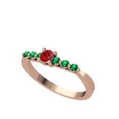 Garnet ve yeşil kuvars 8 ayar rose altın yüzük