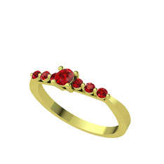 Sapta 7 Taş Yüzük - Garnet 14 ayar altın yüzük #hycrd5