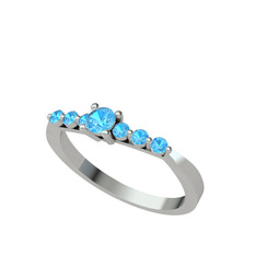 Akuamarin 18 ayar beyaz altın yüzük