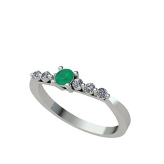 Sapta 7 Taş Yüzük - Kök zümrüt ve swarovski 14 ayar beyaz altın yüzük #jprluu