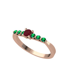 Kök yakut ve yeşil kuvars 18 ayar rose altın yüzük