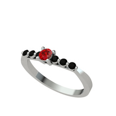 Sapta 7 Taş Yüzük - Garnet ve siyah zirkon 925 ayar gümüş yüzük #l5u2ug