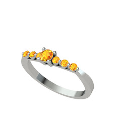 Sapta 7 Taş Yüzük - Sitrin 925 ayar gümüş yüzük #mw00ur