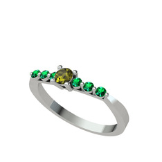 Peridot ve yeşil kuvars 925 ayar gümüş yüzük