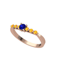 Sapta 7 Taş Yüzük - Lab safir ve sitrin 925 ayar rose altın kaplama gümüş yüzük #qmbt7y