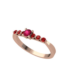 Sapta 7 Taş Yüzük - Rodolit garnet ve garnet 14 ayar rose altın yüzük #r4h8bd