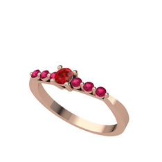 Sapta 7 Taş Yüzük - Garnet ve rodolit garnet 18 ayar rose altın yüzük #rn3zag