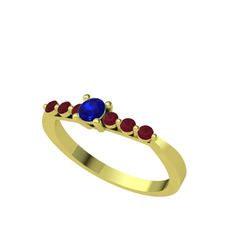 Sapta 7 Taş Yüzük - Lab safir ve kök yakut 18 ayar altın yüzük #t6qmb3