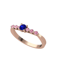 Lab safir ve pembe kuvars 8 ayar rose altın yüzük