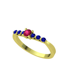 Rodolit garnet ve lab safir 8 ayar altın yüzük