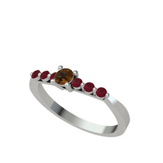 Sapta 7 Taş Yüzük - Dumanlı kuvars ve kök yakut 925 ayar gümüş yüzük #ysw7wi