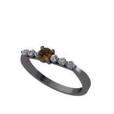 Sapta 7 Taş Yüzük - Dumanlı kuvars ve swarovski 925 ayar siyah rodyum kaplama gümüş yüzük #zg6nuw