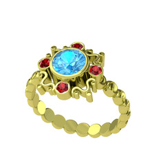 Aidara Vintage Yüzük - Akuamarin ve garnet 18 ayar altın yüzük #107h42f