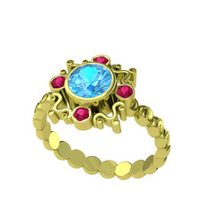 Aidara Vintage Yüzük - Akuamarin ve rodolit garnet 14 ayar altın yüzük #143p7h3