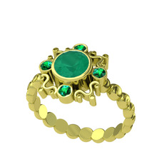 Aidara Vintage Yüzük - Kök zümrüt ve yeşil kuvars 18 ayar altın yüzük #148ptp7