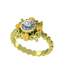 Aidara Vintage Yüzük - Swarovski ve sitrin 8 ayar altın yüzük #154jc3e