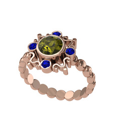 Aidara Vintage Yüzük - Peridot ve lab safir 8 ayar rose altın yüzük #155nt8o