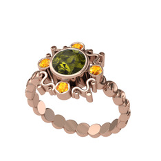 Aidara Vintage Yüzük - Peridot ve sitrin 14 ayar rose altın yüzük #158pqnc