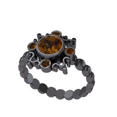 Aidara Vintage Yüzük - Dumanlı kuvars 925 ayar siyah rodyum kaplama gümüş yüzük #15xj4e9