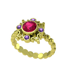 Aidara Vintage Yüzük - Rodolit garnet ve ametist 8 ayar altın yüzük #19zdo8h
