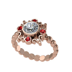 Aidara Vintage Yüzük - Beyaz zirkon ve garnet 18 ayar rose altın yüzük #1acbgx
