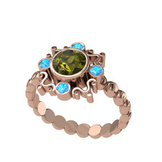 Aidara Vintage Yüzük - Peridot ve akuamarin 14 ayar rose altın yüzük #1cxhjnb