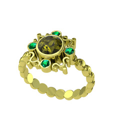 Aidara Vintage Yüzük - Peridot ve yeşil kuvars 8 ayar altın yüzük #1d6yzis