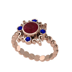 Aidara Vintage Yüzük - Kök yakut ve lab safir 8 ayar rose altın yüzük #1dxhjas
