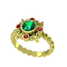 Aidara Vintage Yüzük - Yeşil kuvars ve garnet 18 ayar altın yüzük #1eiuko2