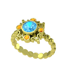 Aidara Vintage Yüzük - Akuamarin ve sitrin 18 ayar altın yüzük #1esubto