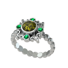 Aidara Vintage Yüzük - Peridot ve yeşil kuvars 925 ayar gümüş yüzük #1fboz27