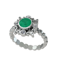 Aidara Vintage Yüzük - Kök zümrüt ve swarovski 925 ayar gümüş yüzük #1h6ou0e