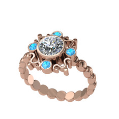 Aidara Vintage Yüzük - Swarovski ve akuamarin 14 ayar rose altın yüzük #1hcnjp0