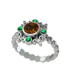 Aidara Vintage Yüzük - Dumanlı kuvars ve yeşil kuvars 925 ayar gümüş yüzük #1jdjb5b