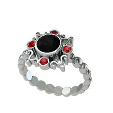 Aidara Vintage Yüzük - Siyah zirkon ve garnet 925 ayar gümüş yüzük #1k508c0