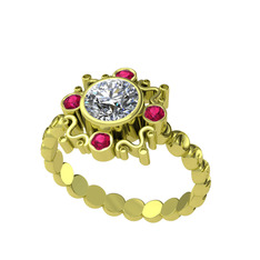 Aidara Vintage Yüzük - Elmas ve rodolit garnet 14 ayar altın yüzük (0.68 karat) #1ltkiay