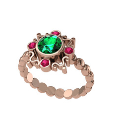 Aidara Vintage Yüzük - Yeşil kuvars ve rodolit garnet 18 ayar rose altın yüzük #1mz1hm5