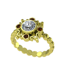 Aidara Vintage Yüzük - Elmas ve dumanlı kuvars 18 ayar altın yüzük (0.68 karat) #1n3nz0z