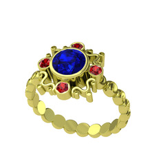 Aidara Vintage Yüzük - Lab safir ve garnet 8 ayar altın yüzük #1n80ur