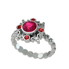 Rodolit garnet ve garnet 8 ayar beyaz altın yüzük