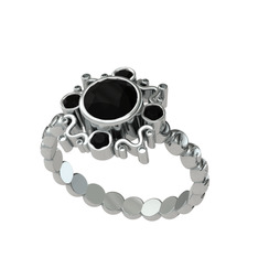 Aidara Vintage Yüzük - Siyah zirkon 18 ayar beyaz altın yüzük #1nejuu0