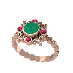 Aidara Vintage Yüzük - Kök zümrüt ve rodolit garnet 925 ayar rose altın kaplama gümüş yüzük #1p06201
