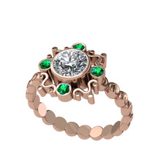 Aidara Vintage Yüzük - Swarovski ve yeşil kuvars 8 ayar rose altın yüzük #1rg2usm