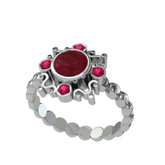 Aidara Vintage Yüzük - Kök yakut ve rodolit garnet 18 ayar beyaz altın yüzük #1ritqkw