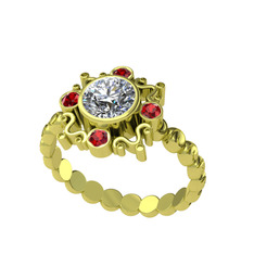 Aidara Vintage Yüzük - Beyaz zirkon ve garnet 18 ayar altın yüzük #1t455bx