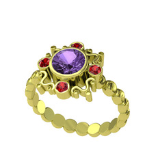 Aidara Vintage Yüzük - Ametist ve garnet 8 ayar altın yüzük #1tkdfiy